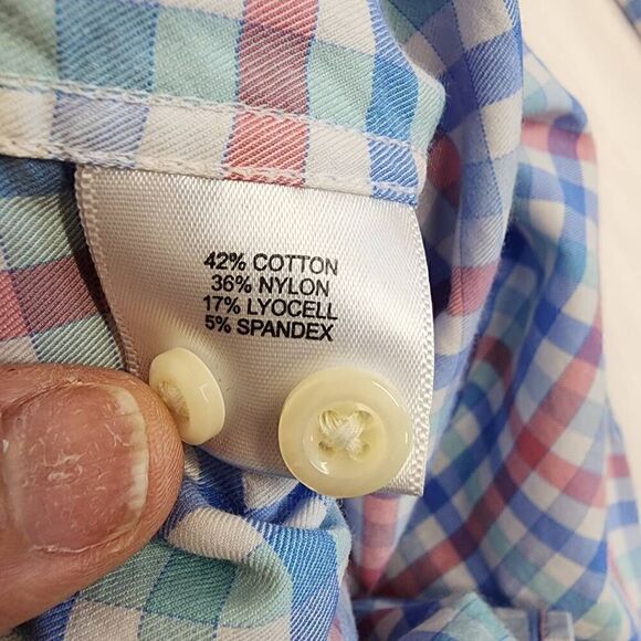 Peter Millar Men's Long-Sleeve Button-up Blue Green Plaid Shirt Size L j14 - Picture 9 of 10